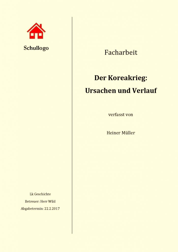 Facharbeit Deckblatt