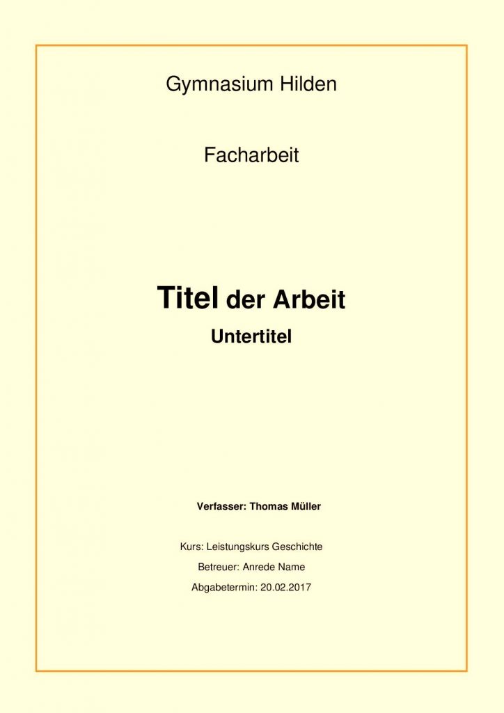 Facharbeit Deckblatt